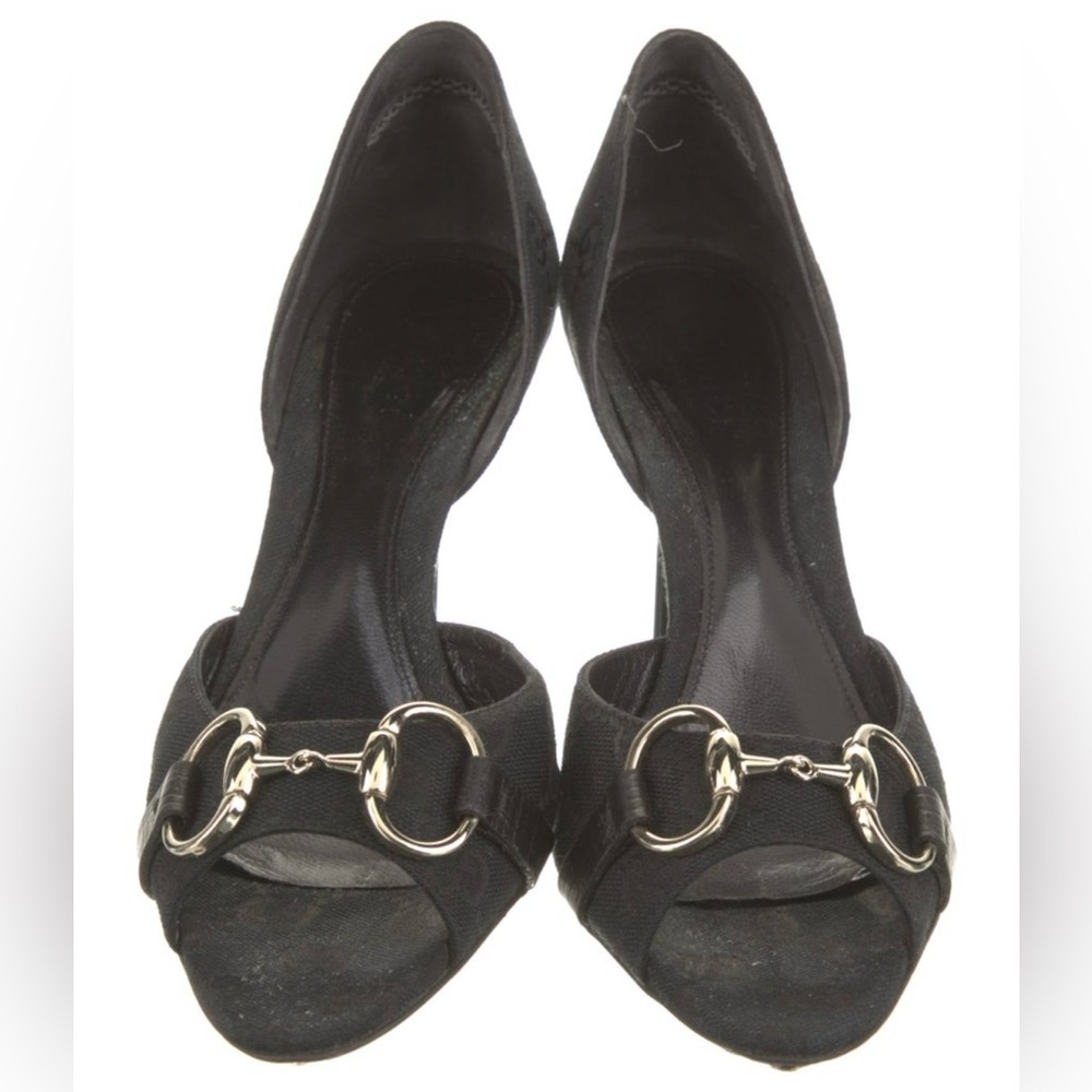 Gucci Black Heels with Silver Accents